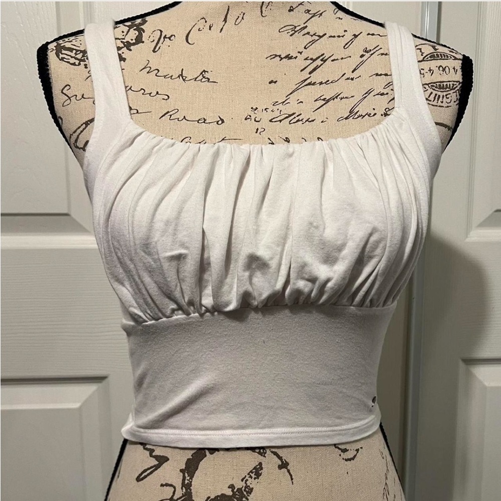 Hollister White Ruched Tank Top